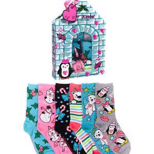 NWT Betsey Johnson® | Pink & Blue 'Xo' Polar Bear Penguin Six-Pair Socks Set